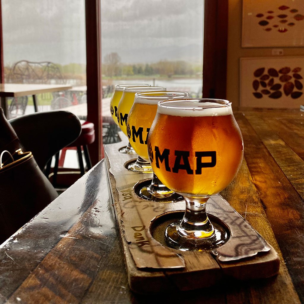 map brewing beer flight photo from Williams Homes in Bozeman