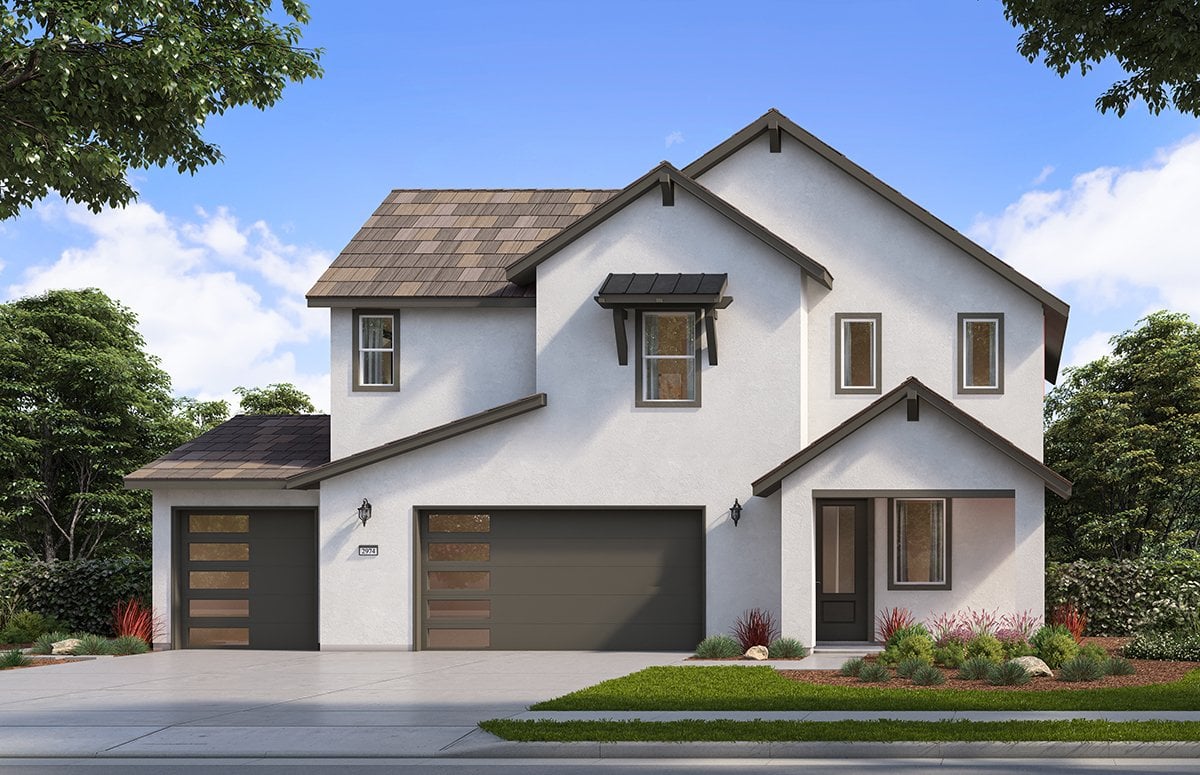 New Meadow Plan 5A home elevation with three-car garage