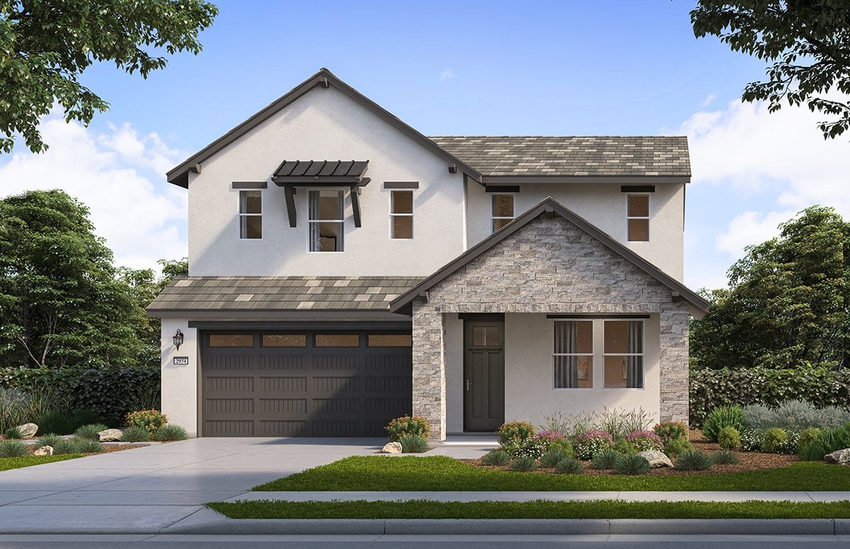 New Meadow Plan 6B home elevation design with garage