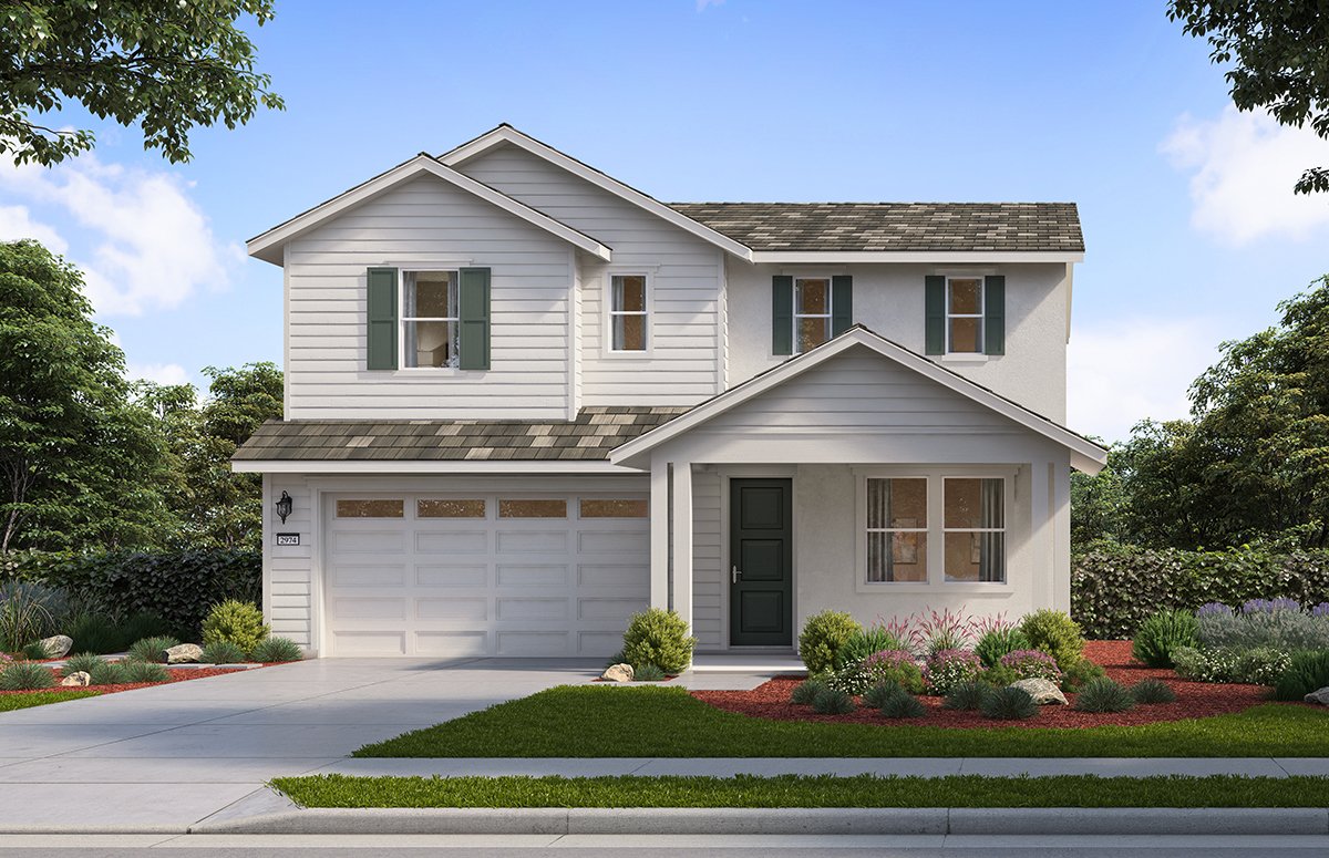 New Meadow Plan 6D home elevation design with garage