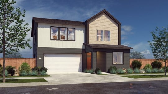Exterior elevation of Gallatin Plan 2C, Northwest Crossing community, Bozeman, Montana