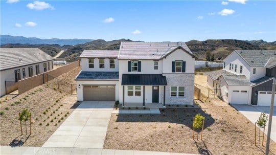 Exterior elevation of Lot 8 Ridgeline Plan 14, Williams Ranch community, Los Angeles, California